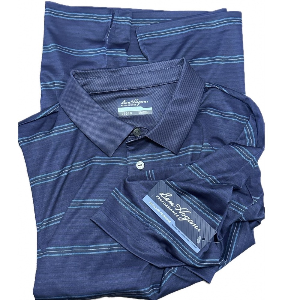 Ben Hogan Performance Mens Golf Polo Shirt Size Large Peacoat Blue  NWT UPF 20